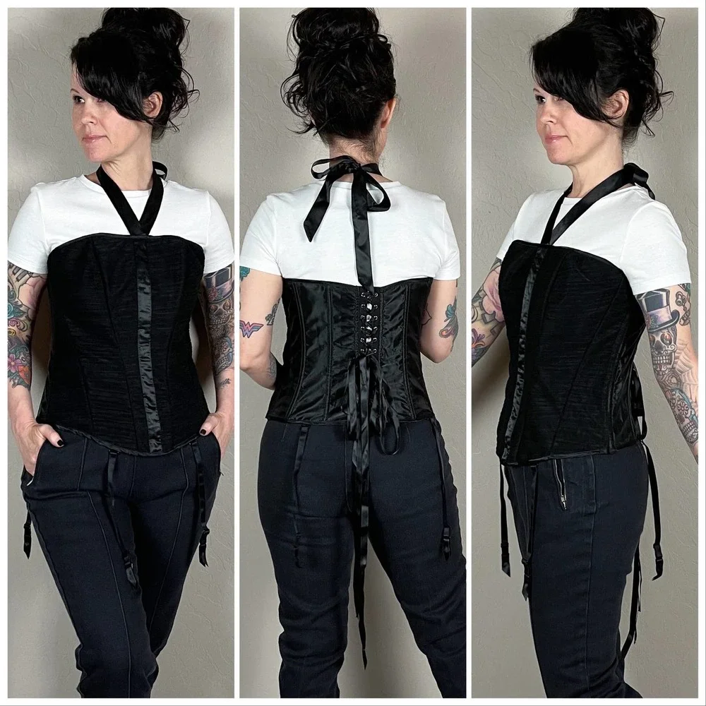 Vintage Y2K Frederick's of Hollywood Black Back Lace Up Corset - Picture 3 of 10